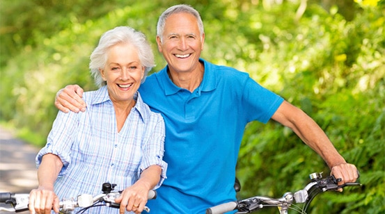 couple biking